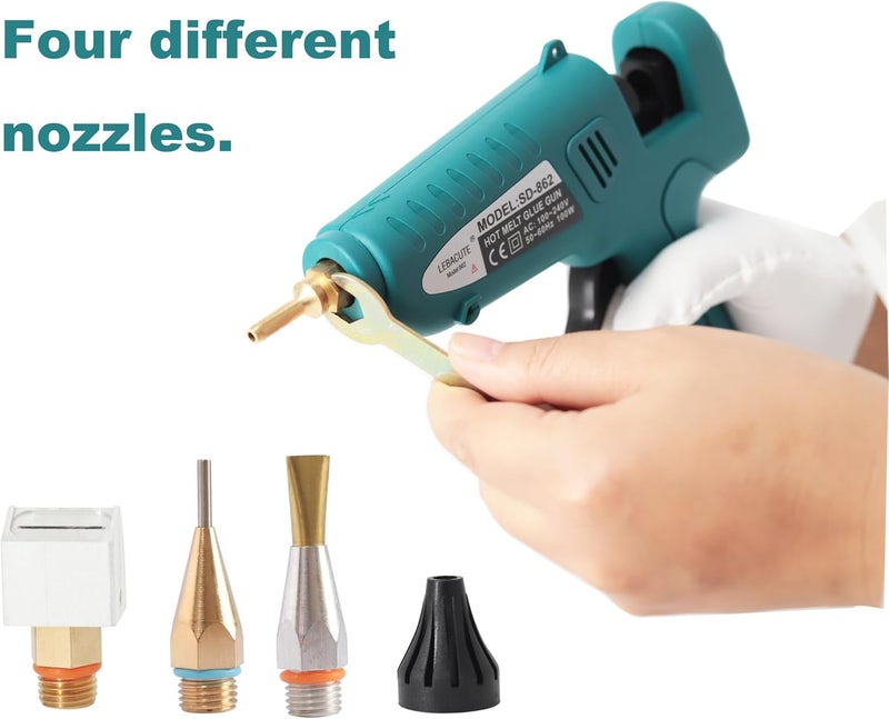 LEBACUTE Professional Hot Glue Gun Kit with Case, Full Size Hot Glue Guns Luxury Set with 4Pcs Different Interchangeable Copper Nozzle Set and Glue gun Sticks 12Pcs - Image 5